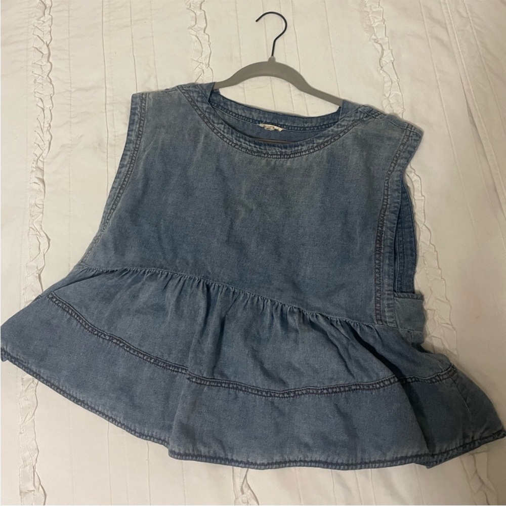 Anthropologie Pilcro Denim Blue Apron Top